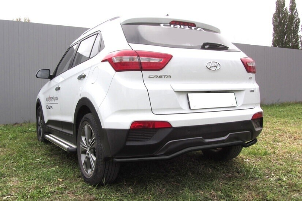 Защита заднего бампера Hyundai Creta 4WD (2016-2021) d42 скоба серебристая