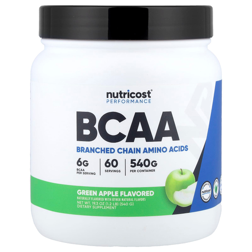 Nutricost, Performance, BCAA, со вкусом зеленого яблока, 540 г (1,2 фунта)