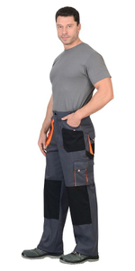 Брюки "Стрейч" темно-серый с оранжевым и черным