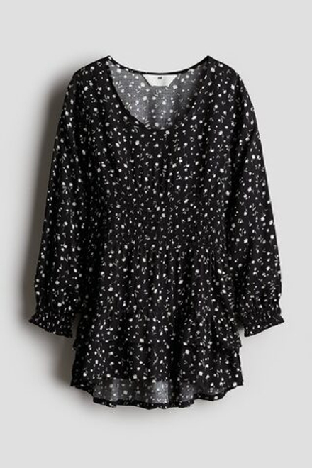 H&M Платье с плиссированными деталями, черный