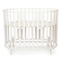 Кроватка-трансформер овальная Vikalex Лоди маятник на колёсах венге