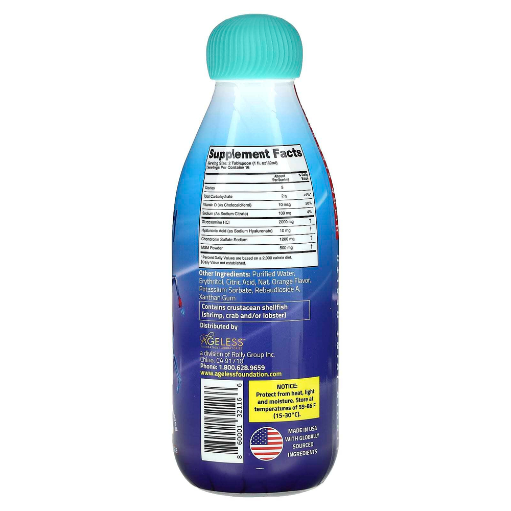 Ageless Foundation Laboratories, Liquid Joint Health, Ultra Flex Gold, без сахара, апельсин, 474 мл (16 жидк. унций)
