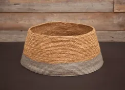 Джутовая корзина под елку 26х58 см., коричневая с серой полосой, ChristmasDeLuxe (86501)