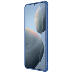 Усиленный противоударный чехол синего цвета от Nillkin для Xiaomi Poco F6 Pro, серия Super Frosted Shield Pro