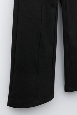 ZARA БРЮКИ WIDE LEG ИЗ ТРИКОТАЖА, ЧЕРНЫЙ