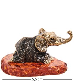 Народные промыслы AM- 217 Фигурка «Слон» (латунь, янтарь)