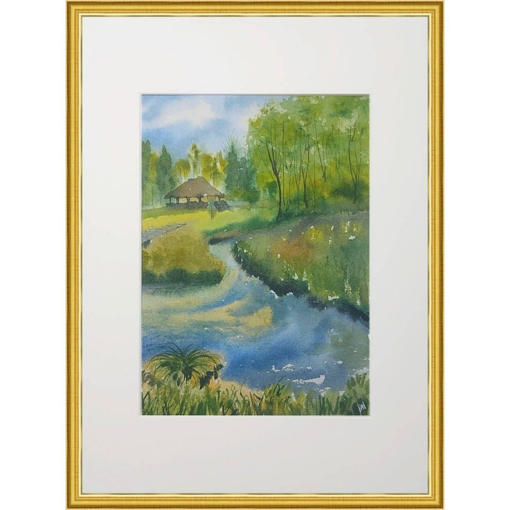 Картина акварельная авторская в паспарту 21х30 см на стену для интерьера "Белка"