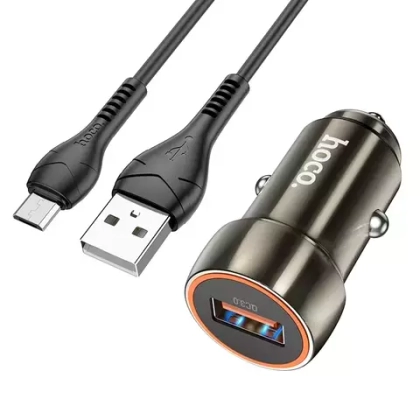 АЗУ с кабелем micro 1USB 3.0А Hoco Z46 Metal grey