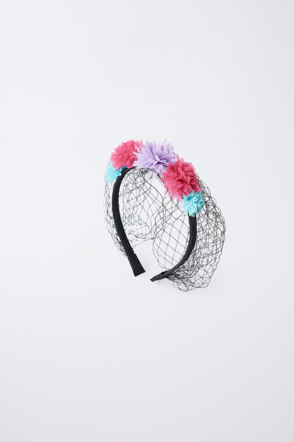 ZARA ОБОДОК ДЛЯ КОСТЮМА С ЦВЕТАМИ И СЕТКОЙ, РАЗНОЦВЕТНЫЙ