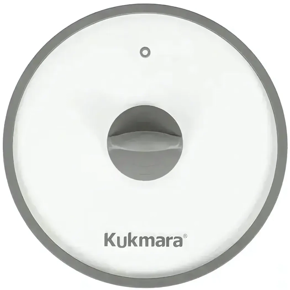 Крышка стеклянная плоская 240мм, с ободом и пароотводом из силикона и бакелитовой ручкой софт-тач цвет серый, деколь серая