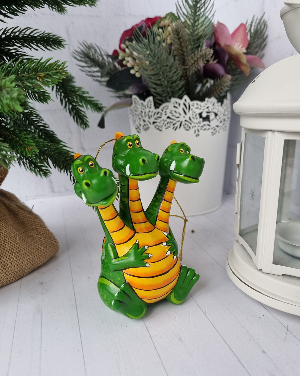 Змей горыныч ёлочная игрушка из фарфора