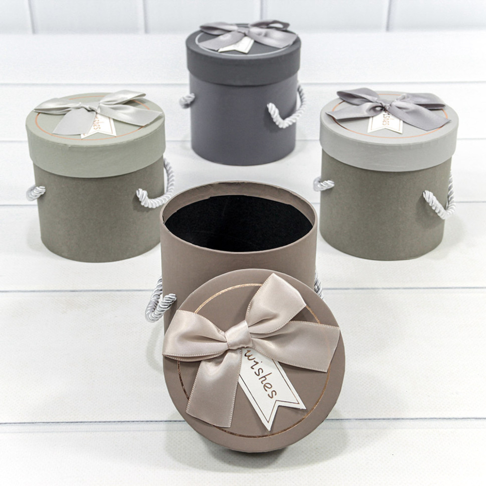 Коробка Ювелирная 10х10 см Набор 4 шт с бантом и ручками (Микс)