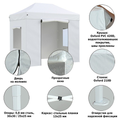 Быстросборный шатер Helex 3x2 м white