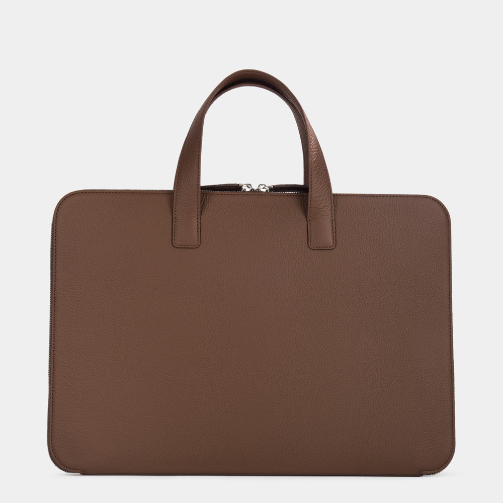 Сумка для MacBook Pro 16 - 17 с карманами из кожи теленка, цвета шоколад