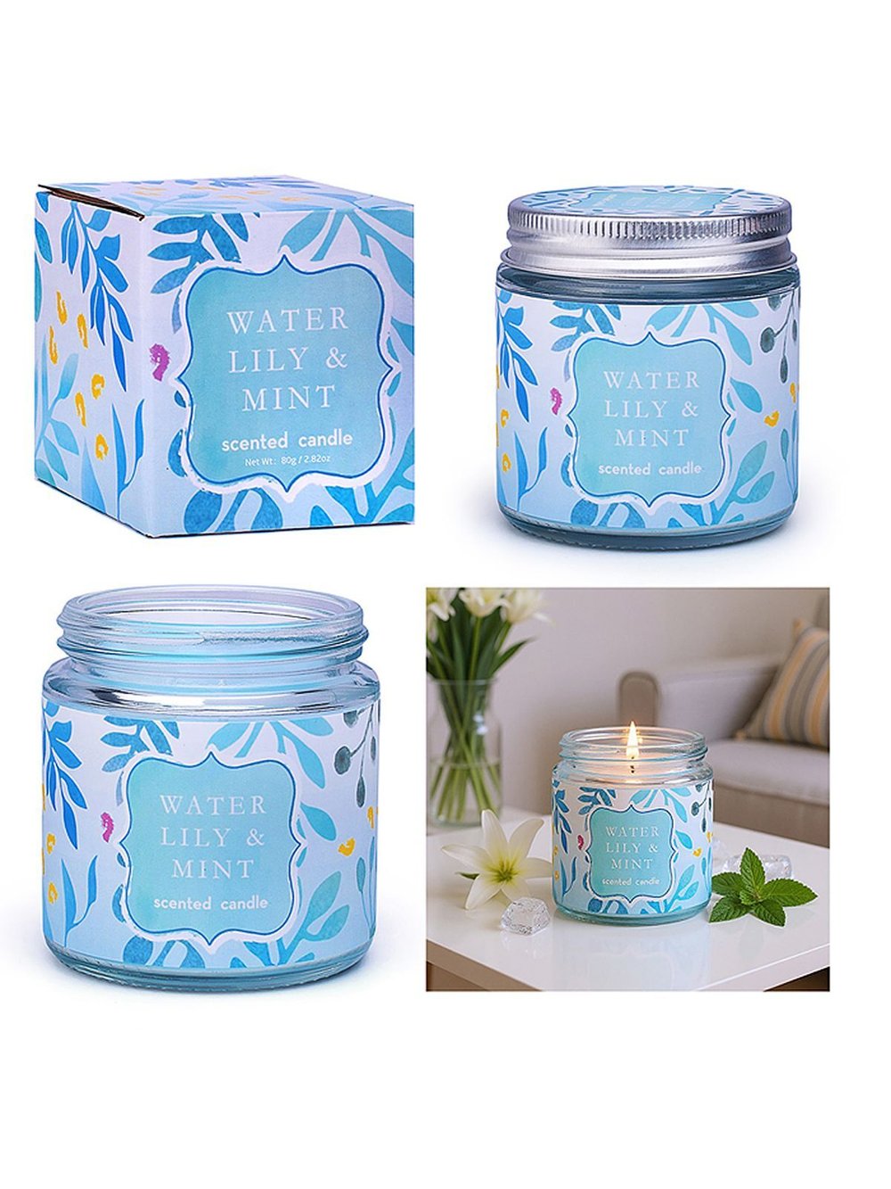 Свеча ароматическая Водяная лилия и мята (00-7080)