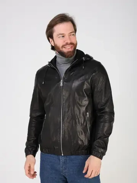 Кожаная куртка демисезонная с капюшоном