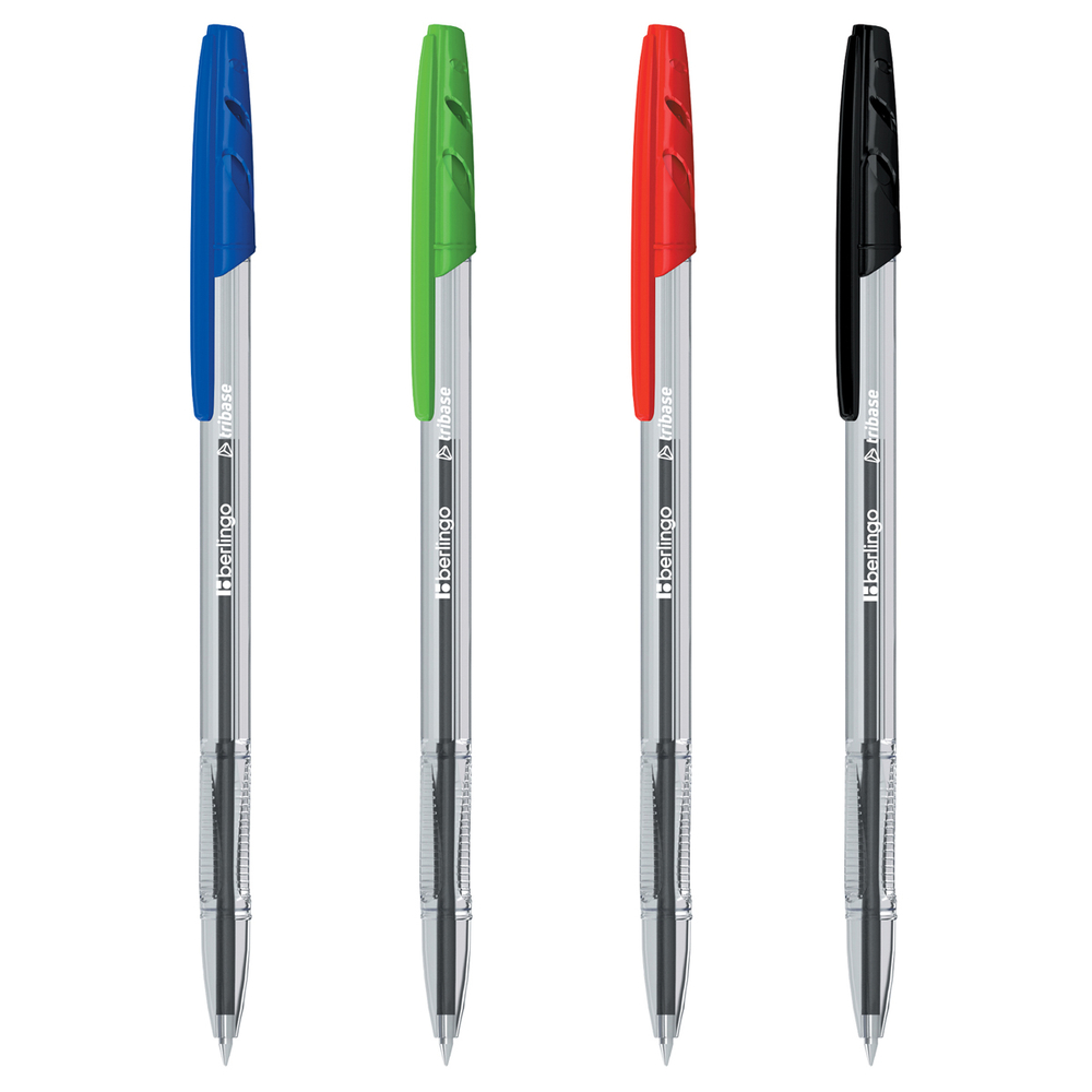 Набор шариковых ручек Berlingo "Tribase" 4шт., 4цв., 1мм, европодвес