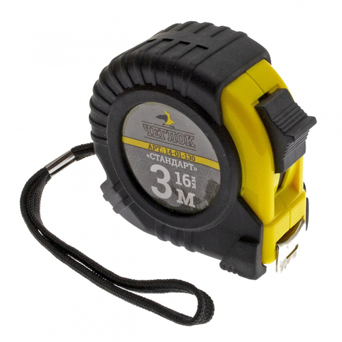 Рулетка  3м*16мм, ЧЕГЛОК серия "СТАНДАРТ", ударопрочная обрезиненный корпус