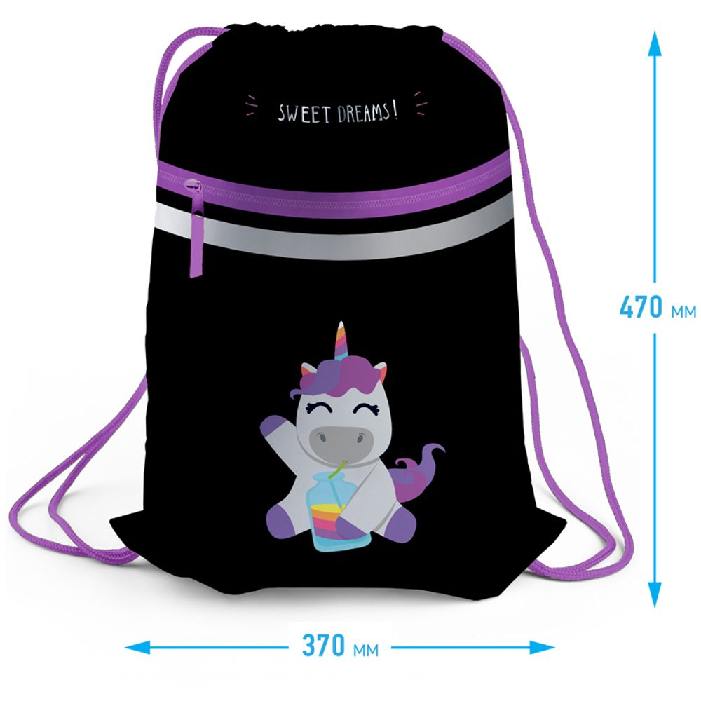 Мешок для обуви 1 отделение Berlingo "Uni style", 460*360мм, светоотражающая лента, карман на молнии