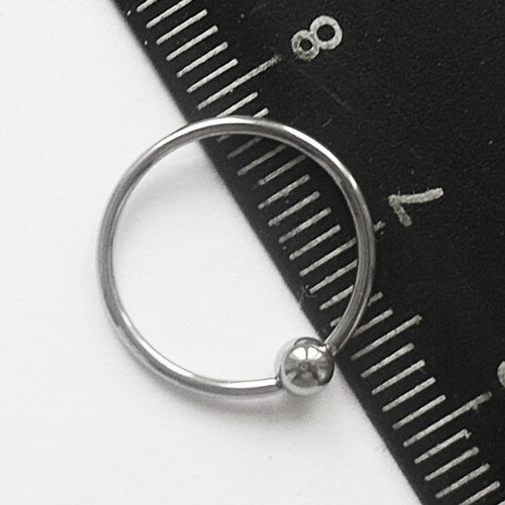 Кольцо сегментное 12 мм с шариком 3мм, толщина 1,2 мм для украшения пирсинга. Медицинская сталь. 1 шт