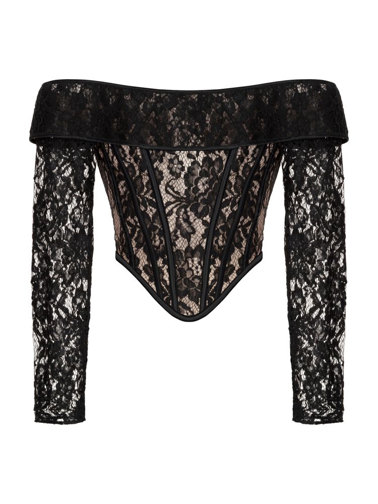 Кружевной топ с открытыми плечами