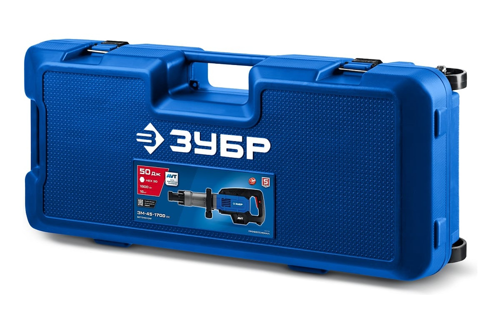 ЗУБР Бетонолом, 50 Дж, 1800 Вт, АВТ, отбойный молоток HEX-30, Профессионал (ЗМ-45-1700 ВК)
