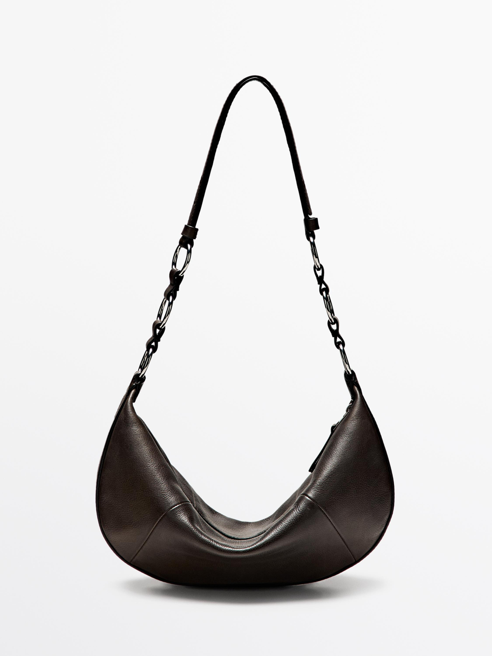 Massimo Dutti Небольшая сумка из кожи наппа, коричневый