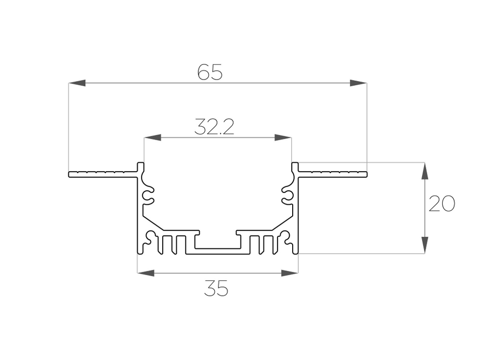 Профиль алюминиевый под шпаклевку LC-LPSH-2065-2 Anod