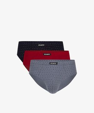 Мужские трусы (3шт) слипы классика Atlantic 3MP-101/05 , темно-синие + красные + серые