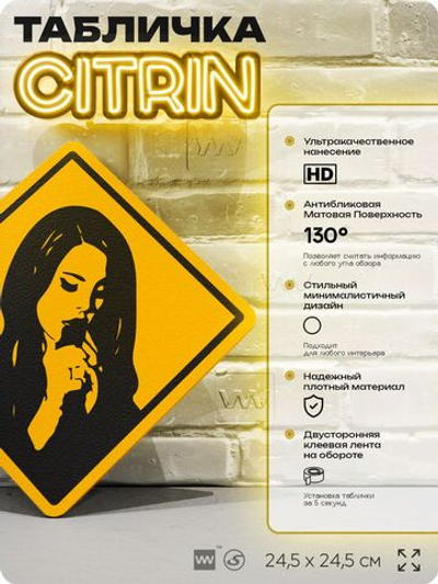 Табличка декоративная "Лана Дель Рей, Lana Del Rey" на дверь и стену, прикольная штука в подарок, декоративный знак, 24,5х24,5 см, пластиковая, Айдентика Технолоджи