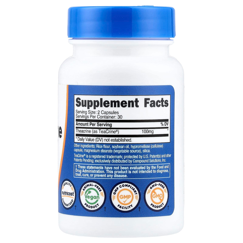 Nutricost, Theacrine as Teacrine®, 60 капсул (50 мг в 1 капсуле)