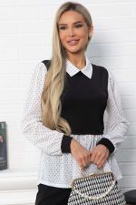 Блуза Жозетта (черно-белая) Б14839-3М LT Collection