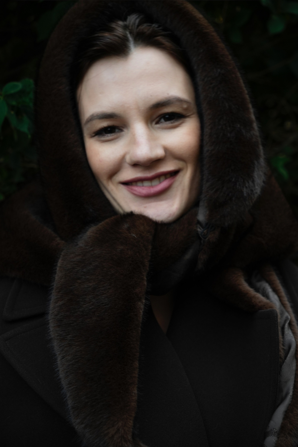 Меховая косынка под норку шоколад