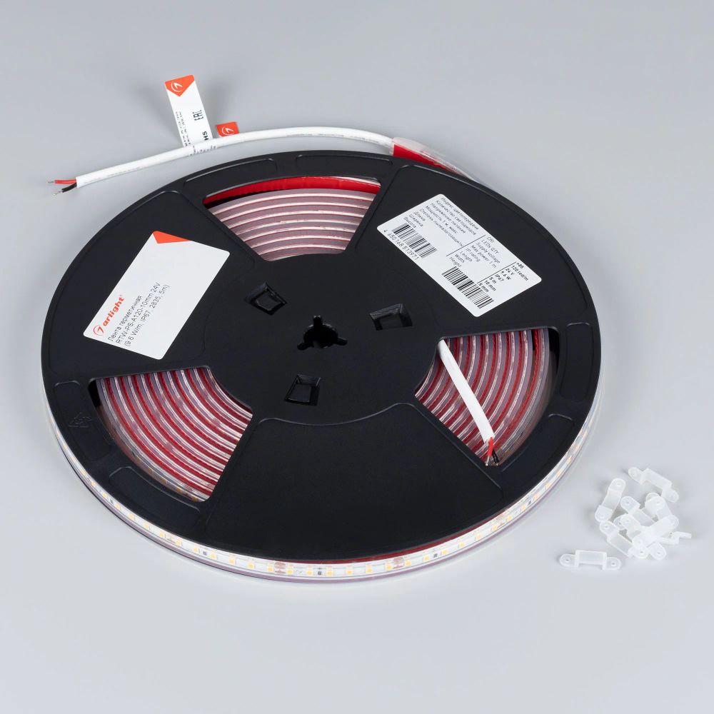 Светодиодная лента герметичная RTW-PS-A120-10mm 24V Warm3000 (9.6 W/m, IP67, 2835, 5m) (Arlight, 9.6 Вт/м, IP67) 021462(2)