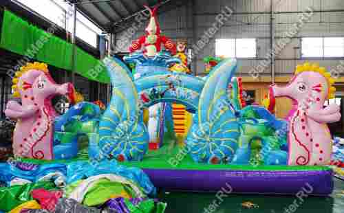 Коммерческий надувной батут "Затерянный остров, три горки" 12*7*7 м