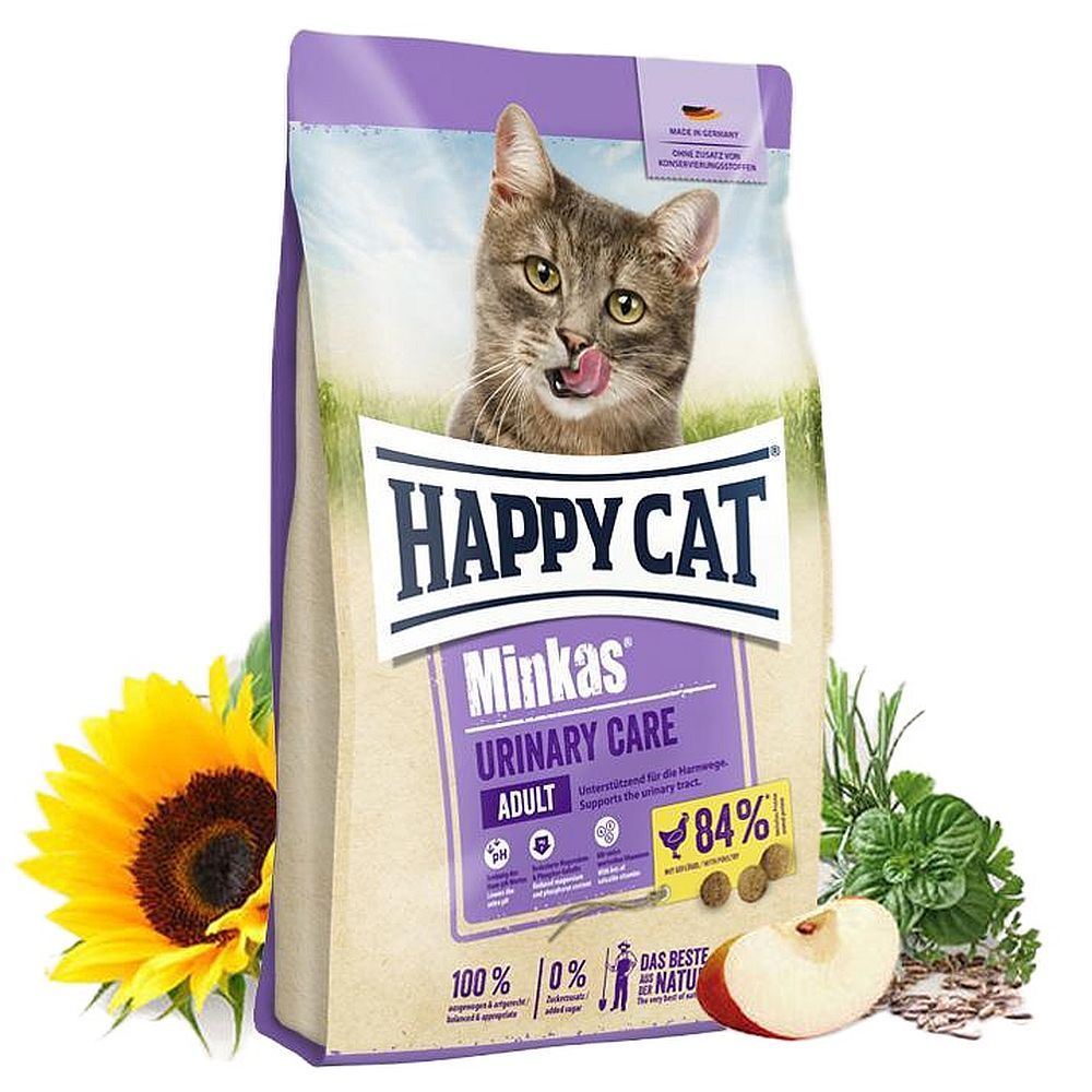 Сухой корм Happy Cat Minkas Urinary Care Geflügel для кошек, профилактика МКБ, пакет 1,5кг