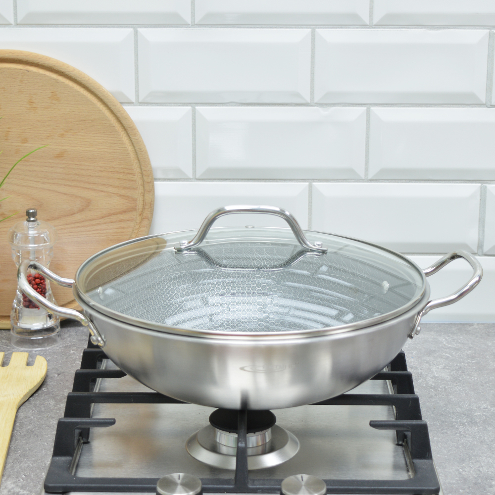 Сковорода 28см ВОК со стеклянной крышкой