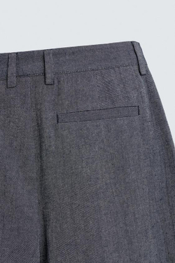 ZARA БРЮКИ RELAXED FIT СО СКЛАДКАМИ, СИНИЙ