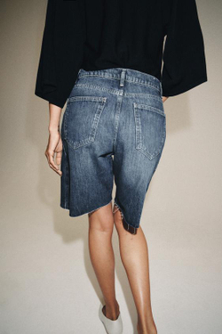 ZARA ДЖИНСОВЫЕ ШОРТЫ RELAXED СО СРЕДНЕЙ ПОСАДКОЙ — ZW COLLECTION, ВЫЦВЕТШИЙ СИНИЙ