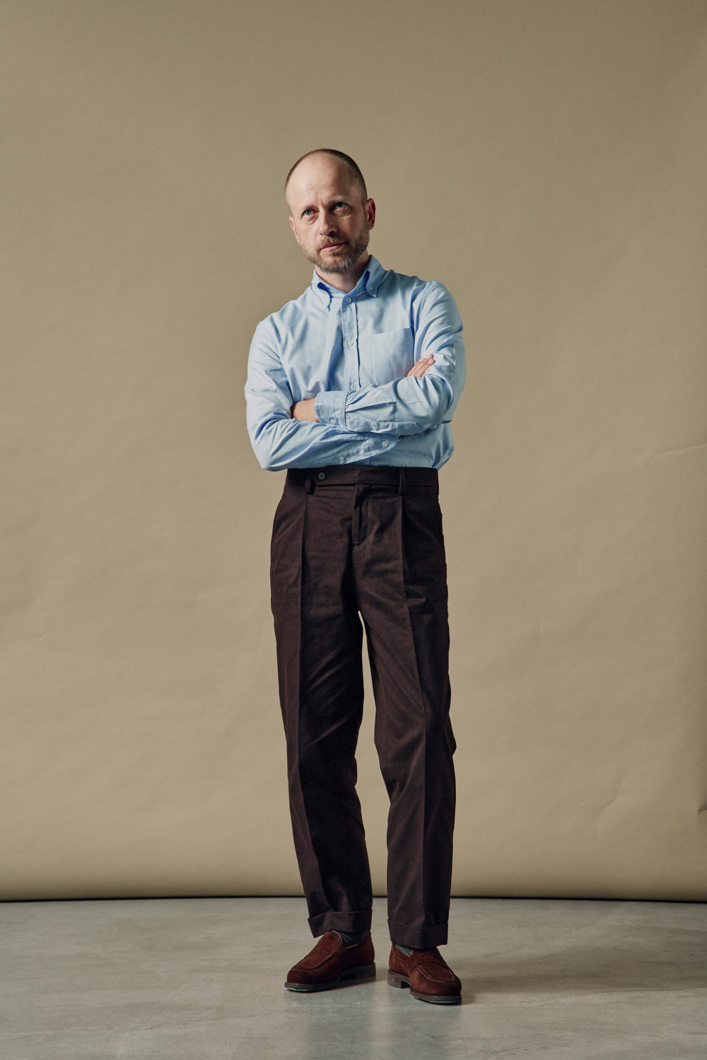 Брюки из твила тёмно-коричневые