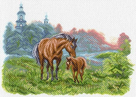 "На лугу на зорьке"-1623 канва с рисунком
