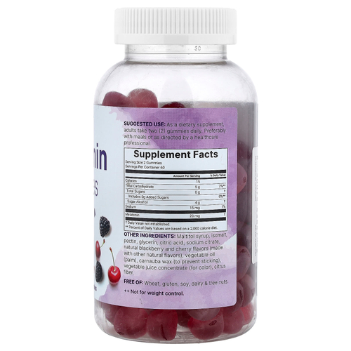 Micro Ingredients, жевательные таблетки с мелатонином, ежевика и вишня, 120 жевательных таблеток (10 мг в 1 таблетке)