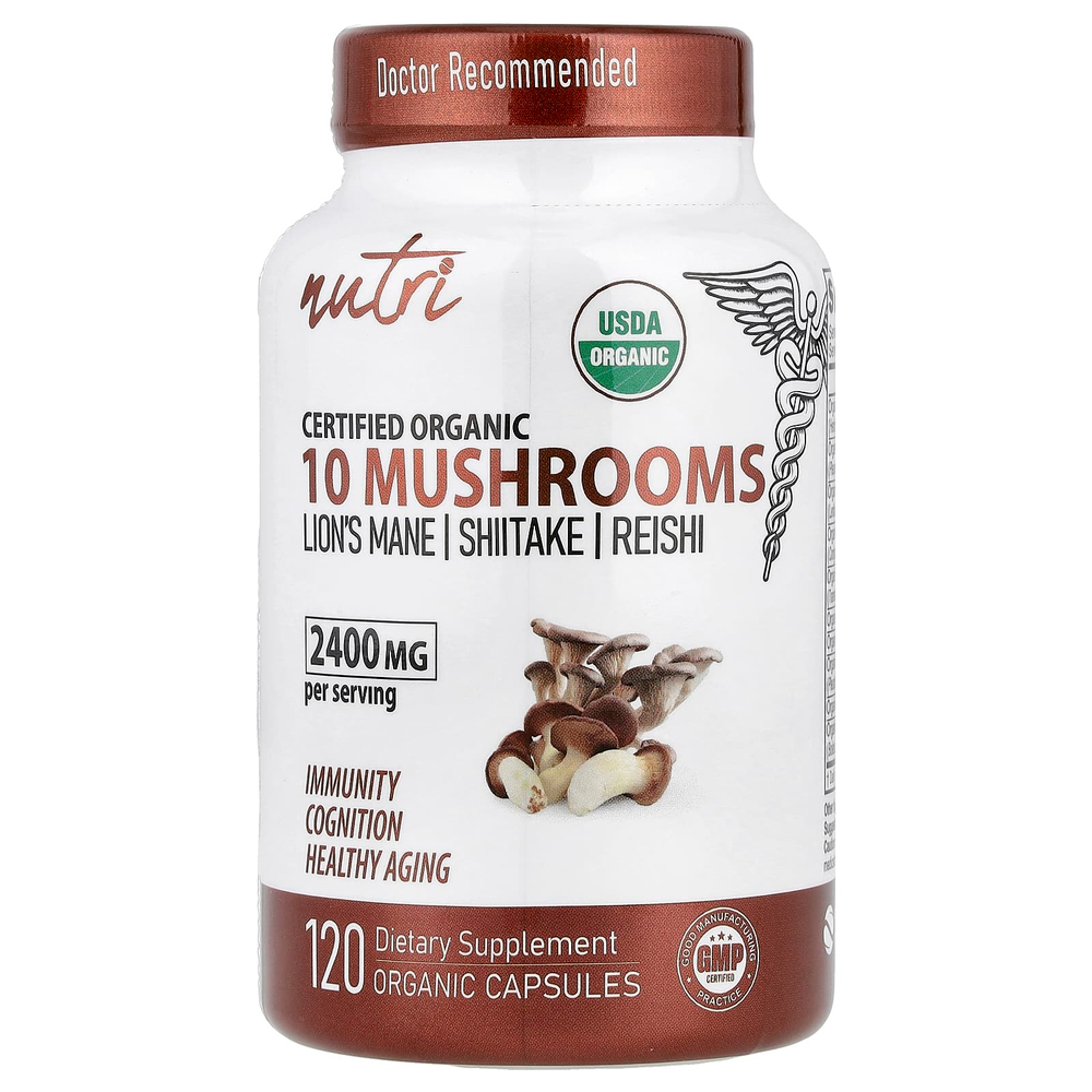 Nutri, 10 органических грибов, 120 органических капсул
