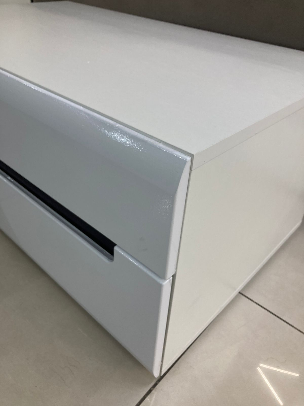 Приставка к тумбе ТВ Стокгольм белый/белый глянец