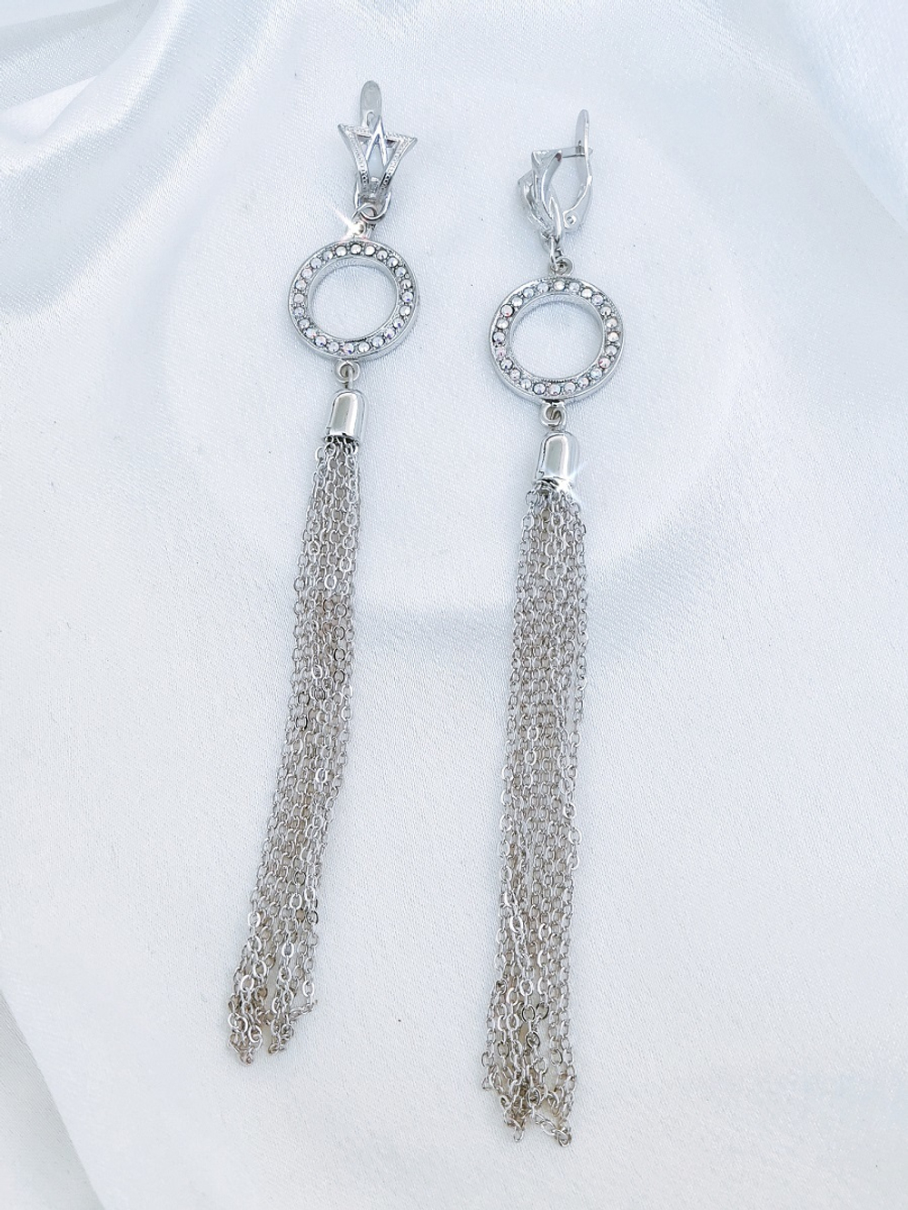 "Гранада" серьги в родиевом покрытии из коллекции "Милан" от Jenavi  с английским замком