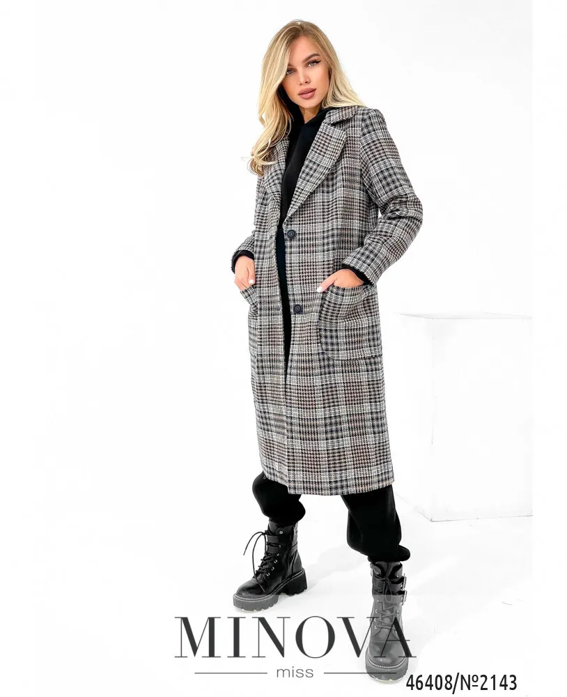 Пальто 2143-бежевая-клетка Minova