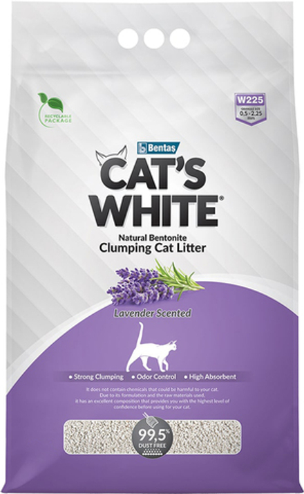 Наполнитель для туалета Cat's White 10л Lavender scented комкующийся с лавандой