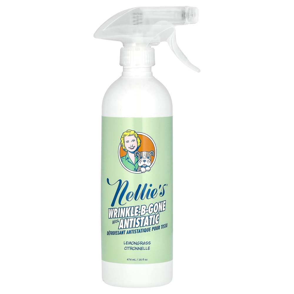 Nellie's, Wrinkle-B-Gone, с антистатиком, лемонграсс, 474 мл (16 жидк. унций)