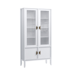 Шкаф для посуды «Бридж» широкий с 2-мя стеклянными дверями и 2-мя глухими дверями белый лак