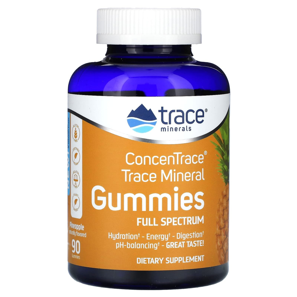 Trace, ConcenTrace, жевательные таблетки с микроэлементами, со вкусом ананаса, 90 жевательных таблеток